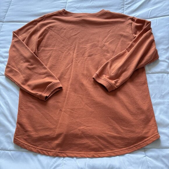 Fall Pumpkin Scarecrow Shirt Long Sleeve Orange Studded Womens Size Large Autumn - Picture 7 of 7